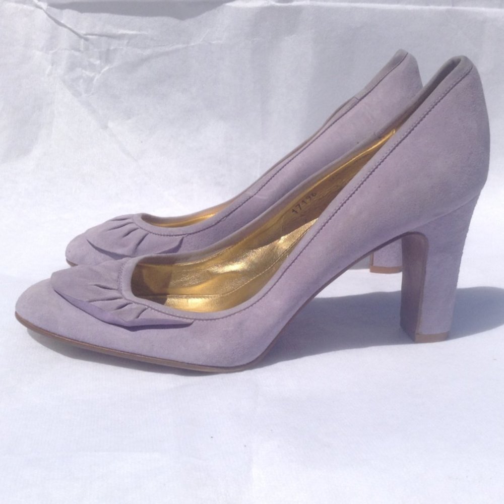 J CREW Lilac Suede Ruffle Accent Dress Pump